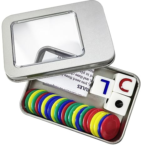 Vänster Höger Mitt Tärningsspel Set, LCR Tärningsspel Inklusive 3 tärningar 40 färgglada marker med förvaringslåda för Camping Party Picknick Game