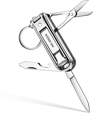 MR.GREEN Multifunctional Nail Clippers Stainless Steel Six Functions Nail Cutter Nail Files Small Knife Scissors (Small)