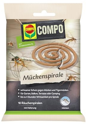 COMPO Mückenspirale - Räucherspirale mit pflanzlichem Wirkstoff Geraniol - 10 ST