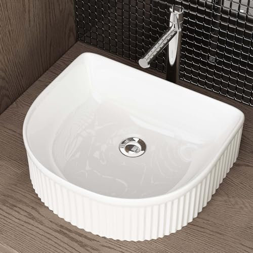 Waschbecken24 | Aufsatzwaschbecken | Premium-Qualität | Einfache Installation | Modernes Design (40x35x13cm, Weiß / A680)
