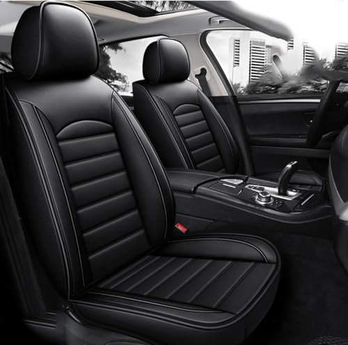 VINAUD Auto Schonbezug Set für Audi Q2 Q3 8U Q3 Q5 8R Q5 e-tron Sportback Q7 4L Q7 4M Q8 Leder Autositzbezüge Sitzschoner für Vordersitze und Rücksitze.,A-Black Style