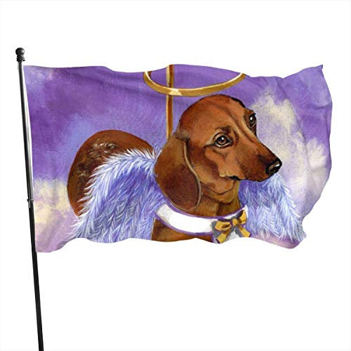 Hofflagge, Banner, violetter Engel, Dackel-Flügel, Hunde-Thema, Willkommens-Party, Outdoor-Dekoration, Ornament, Picks, Haus, Garten, Hof, Dekoration, 90 x 152 cm