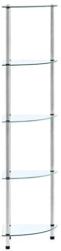 Homvdxl Eckregal, Pflanzenständer mit 5 Ebenen, freistehend, Glasregal, Türme, gehärtetes Glas, hohe Lagerregale für Wohnzimmer, Badezimmer, Schlafzimmer, moderner Stil - Transparent