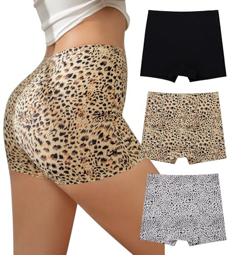 SHARICCA Hotpants Boxershorts Damen Nahtlos Kurze Radlerhose Beige Boxershorts Hohe Taille Damen Seamless Unterhosen Baumwolle Shorts (Mehrfarbig-3P08, M)