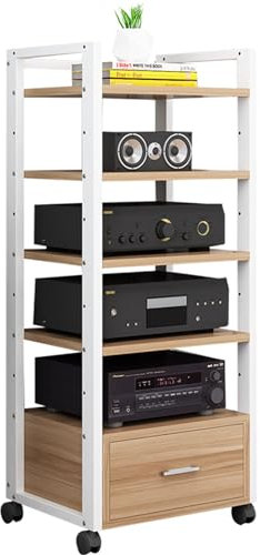 Movable Media Stand 5-Tier Movable Media Stand Audio Video Component Cabinet CD Player Stand Stereo Rack (Size : 60X40X120CM)