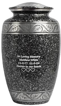 Cremation Urn for Adult Ashes – Custom Engraved Text – Aluminium Funeral Urn Holds 200 Cubic Inches / 3.2L / 90kg – Memorial Keepsake In Black Starry Night Pattern(No Text Engraving)