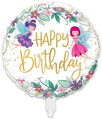 DazzJoy Happy Birthday Ballon Blumen Fee, 10 Stück Blume Fee Folienballon Deko Geburtstag, Blumen Luftballons Geburtstagsdeko Mädchen, Flower Luftballons Geburtstag Party Deko, Kindergeburtstag Deko