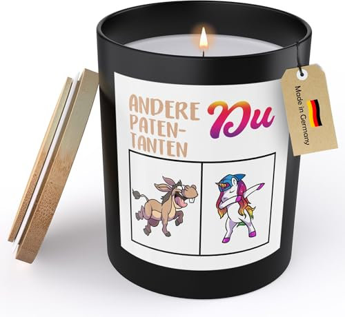22Feels Patentante Geschenk Spruchkerze Frauen Geburtstag Einhorn Sojawachs Kerze im Glas Taufpatin Weihnachten Handgemacht Spruch Duft Deko Vegan Nachhaltig - ZITRUS