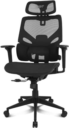 DRIFT GAMING DRAIR400 - Silla Gaming Profesional, Malla polímero Reforzado, reposabrazos Acolchados Ajustables 4D, pistón Clase 4, giratoria, inclinable, Regulable, Color Negro