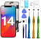 ATEVENSE Geeignet für iPhone 14 Bildschirm Ersatzkit 6,1 LCD Display 3D Touch IPS FHD COF Vollständige Montage Edelstahl Reparaturset Wasserdichter Rahmenaufkleber+Panzerglas