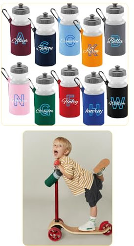 SAUTE STYLES Custom Name & Initial Water Bottle for Kids | Personalized Children Drinks Bottle for School, Nursery, and Sports Activities | Ideal for Boys and Girls