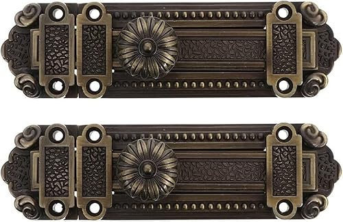 Ferramenta for chiavistelli, chiavistello a gancio, chiavistello color bronzo, lucchetto a corno, fermaglio a lucchetto vintage, lucchetto a gancio decorativo, gancio a lucchetto antico, 2 pezzi di ch