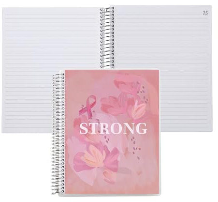 Erin Condren 7” x 9” Lined Spiral Notebook, College Rule Layout with 80 Lb. Paper, Survivor Affirmation Cover, 160 Lined Notebook Pages, Platinum Coil, Stickers Included