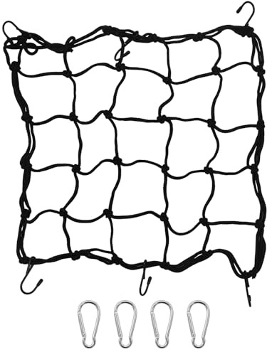 Gepäcknetz Fahrradkorb Hinten 40x40 cm, Schwarz Netz für Fahrradkorb und Motorrad, mit Haken