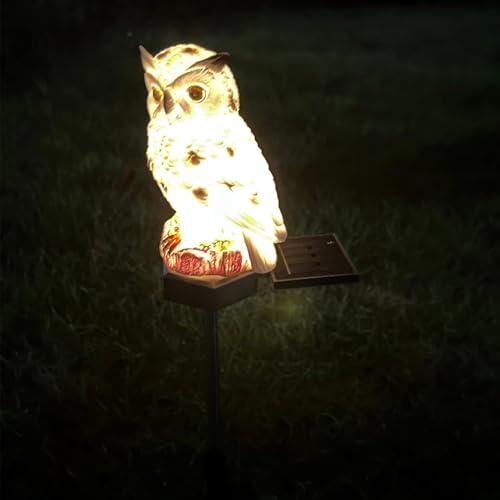 FIYSON Solar Eule Gartendeko, Solar Kaninchen Außenleuchten Gartenstecker, Eichhörnchen Garten Pfahl Rasen Lampe, Wasserdicht IP44 Tiere/Vegetativ Solarlampen für Außen, Hof, Balkon, Weg Deko (Stil 6)
