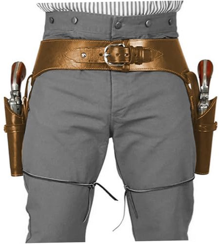 Cowboy -Waffengürtel, Leder -Doppelpistolen -Holster, mittelalterlicher Retro Revolver Belt Case, Steampunk -Kostüm für Halloween -Cosplay -Party (Dark Brown)
