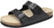 Mesing Mules Sandales Femme Homme Été Plates Boucle Bout Ouvert Nu-pieds Confortable Cuir Suédé Pantoufles en Liège XZ490-Black-EU44