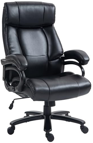 Vinsetto Fauteuil de Bureau massant, Chaise Ergonomique avec Hauteur réglable, 2 Points de Massage par Vibration, Fonction de Chauffage, revêtement synthétique, Charge Max. 180 kg, Noir