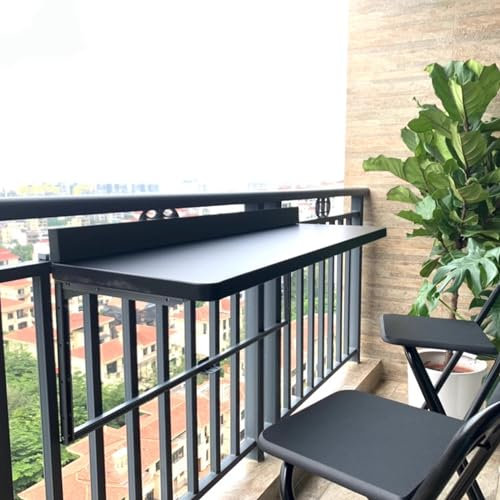 Tavolo pieghevole da balcone, tavolo da ringhiera regolabile da parete, tavolino salvaspazio per esterni, resistente alle intemperie e durevole per patio