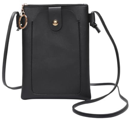 KWKPR Borsa Porta Cellulare Tracolla, Borse per Cellulare Piccola Tracolla Donna, Cinghie Regolabili Staccabili, Nero