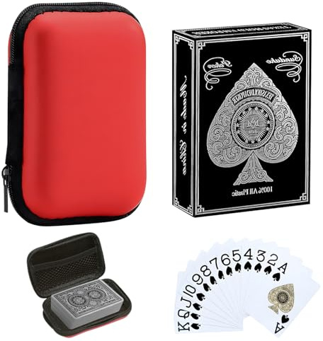 VLYX Wasserfeste Plastikspielkarten – Jumbo-Index Großdruck-Pokerdeck für Erwachsene, Premium-Profi-Kartenset mit Aufbewahrungsbox, Geschenkidee (Silber)