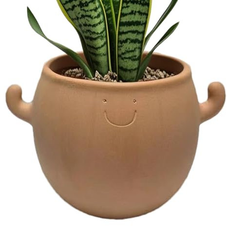 Hitburu Pot De Fleurs en Céramique,Cache-Pot Décoratif pour Vertes | Décoration Maison avec Visage Sourire pour Bonzai Balcon Jardin Bureau Terrasse - Idéal Cadeau Hommes Femmes Usage