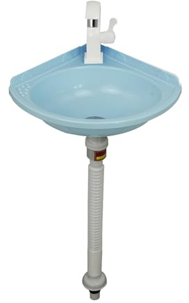 Lavello da parete – Lavabo singolo in PP per esterni, giardino, lavanderia e WC – Lavabo compatto con scarico per uso quotidiano