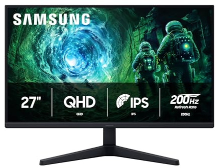 SAMSUNG 27” Odyssey G5 G53F QHD Resolution Gaming Monitor, HDR10, 200Hz Refresh Rate, IPS Panel, AMD FreeSync™ Premium, Black Equalizer, Auto Source Switch, LS27FG532ENXZA