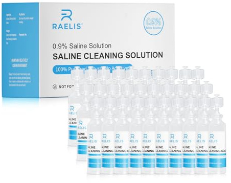 RAELIS Saline Solution, 150ml /5.28 FL OZ Normal Solution for Multiple Household Uses, 5ml Each, 30 per Box
