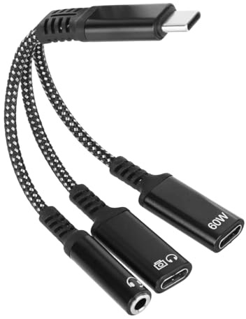 BTFO 3-in-1 USB-C auf 3,5mm Kopfhörer und Ladegerät Adapter, USB-C Splitter mit PD Schnellladefunktion Kompatibel mit iPhone 15/16/17 Pro/Max/Plus iPad Samsung Galaxy S23/S24 Ultra