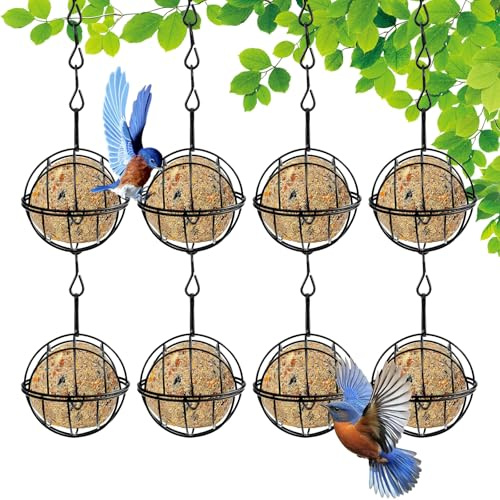 8 Piezas Comedero para Pájaros, Bolas de Grasa Exterior de Metal