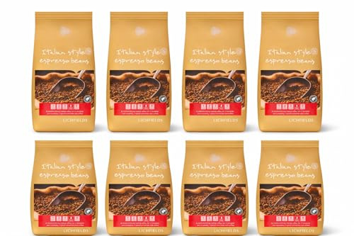 Arbica Coffee Beans, 1kg x 8, Medium Dark Roast, Italian Style Espresso, Whole Bean Blend for Home Barista, Coffee Machines and Vending Machines
