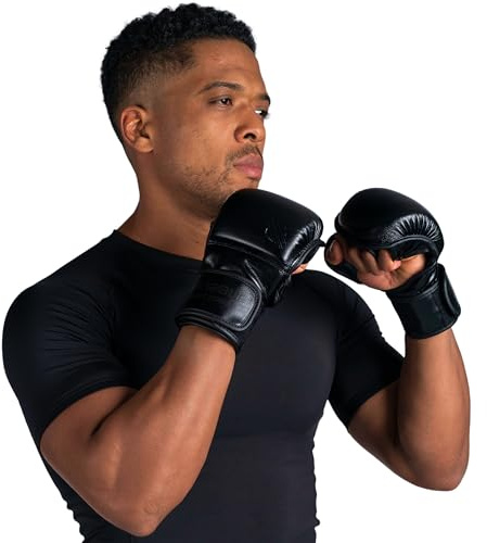 SANABUL Schlacht geschmiedet 7 oz MMA Hybrid Sparring Handschuhe, schwarz