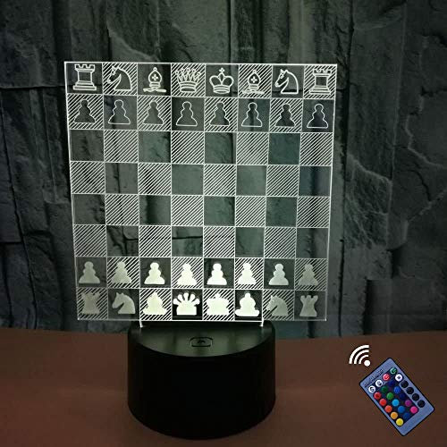 YTDZLTD Optische Illusion, 3D-Schach-Nachtlicht, 16 Farben, wechselnde USB-Fernbedienung, Touch-Schalter, Dekor-Lampe, LED-Tischlampe, Kinder, Weihnachten, Geburtstagsgeschenk