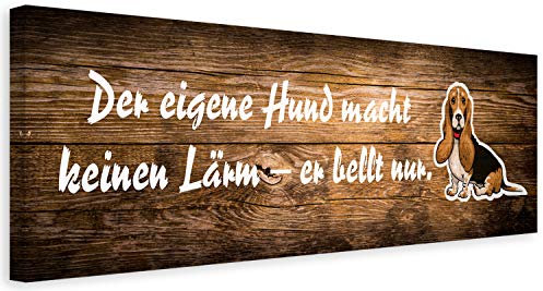 Leinwandbild XXL Hund Wandbild Kunst Dackel Zitat Haustier Braun 150x50 cm