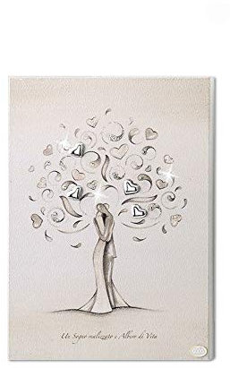 Quadro Albero Di Vita Coppia Sposi Argento Misura 17X24 Regalo Matrimonio Acca R.244 P