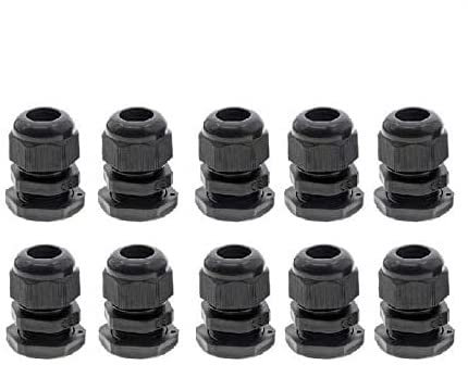 K M Electronics® 10 X 20MM M20 Nylon Cable Gland Glands Compression FIT IP68 Rated Black