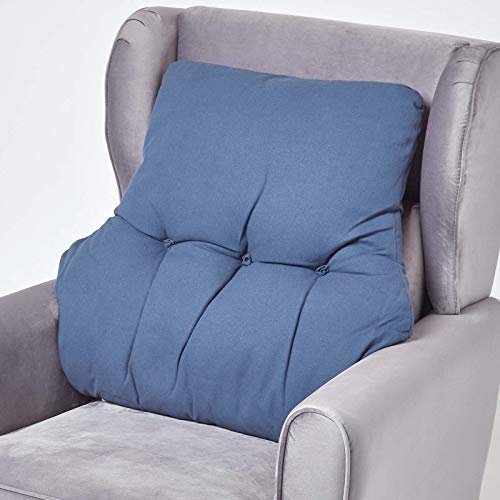 Homescapes Sessel-Rückenkissen dunkelblau 68x58 cm, Lendenkissen Sofa, 15 cm Dickes Rückenstützkissen Bett mit Baumwollbezug