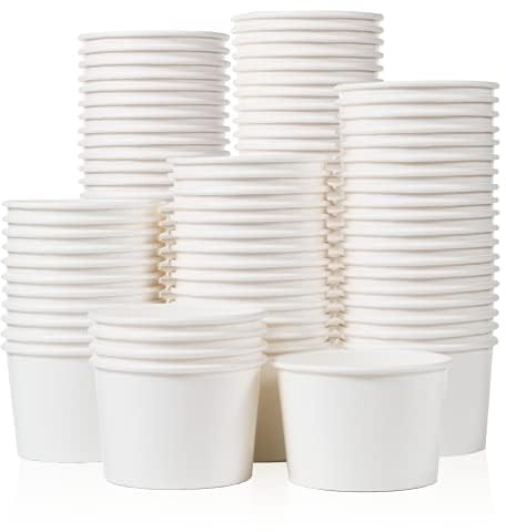 MATICAN Lot de 100 gobelets jetables en papier pour crème glacée - 265 ml - Gobelets pour dessert jetables pour aliments chauds ou froids, fournitures de fête, gobelets pour sorbet, yaourt glacé