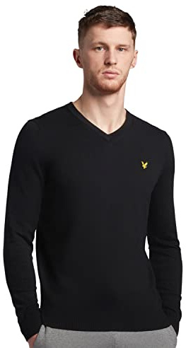 Lyle & Scott Mens Cotton Merino V Neck Sweater - Jet Black - L