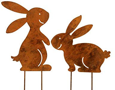 Rostalgie 2tlg. Rostoptik Hasen zum Stecken Garten Dekoration Ostern