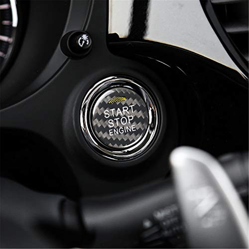 M.JVisun Kohlefaser Ein Knopf Start Taste Deckel Trimmen für Mitsubishi, Zündung Schalter Aufkleber für Mitsubishi ASX Outlander Eclipse Cross - Schwarz