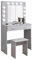 Jooli H Tocador Mesa de Maquillaje con Hollywood LED Espejo, 2 Cajones Grandes y Taburete, 80x40x140cm (Gris)