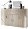 Vladon Highboard Aron Anrichte mit 2 Schubladen und 4 Türen mit insgesamt 8 Fächer dahinter, Weiß matt/Eiche sägerau (166,5 x 106,5 x 35 cm)