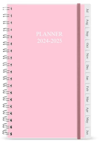 2021 Tagebuch, A6 Wochenplaner mit Monatsregisterkarten, Rückentasche, elastischer Verschluss, flexibler Einband, Doppeldrahtbindung, einfaches Organisieren des täglichen Lebens, 9.5×17.1cm, Rose