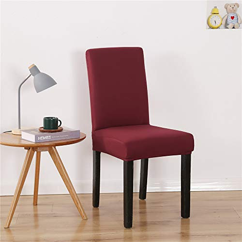 Morbuy Stuhlhussen Stretch Universal Stuhlbezug, Minimalistisch Einfarbig Stuhl Husse aus Stretch Stoffe für Hochzeit Weihnachten Bankett Hotel Dekoration (4 Stück,Burgunderrot)