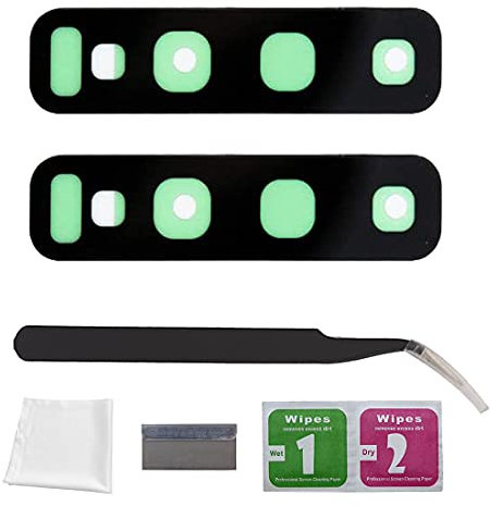 Eonpam 2er-Pack Kamera Glas für Samsung Galaxy S10 G973 / S10+ Plus G975 Original Rückseite Kamera Linse Glas Ersatz HD Kameraschutz Camera Glass + Reparatur Set