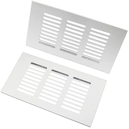 2PCS Air Vent,TTZEZE Heavy Duty Aluminium Alloy Ventilation Grille Rectangle Metal Louvered Grill Cover for Wardrobe Stove Shoes Cabinet Sink Kitchen Bathroom Side Wall Ceiling and Floor Exhaust Vent