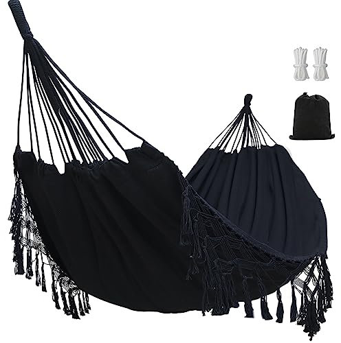 Hängematte Outdoor Boho Hängematte 2 Personen, Tragfähigkeit bis zu 204kg, tragbar mit Tragetasche für Patio Garten Hof Indoor