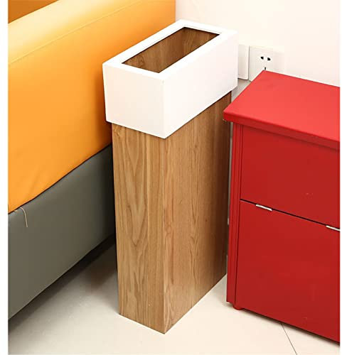 Corbeille à Papier en Bois Poubelle de l'armoire chambre à coucher, Compact rectangulaire étroit Poubelle de recyclage du bois Poubelles Déchets Stockage des déchets pour Hôtel Spa Bureau, grand